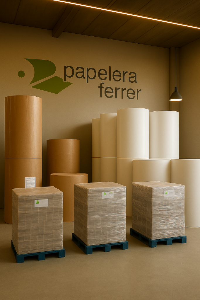 productos papelera ferrer bobina palets balas cortado estraza gris perla kraft